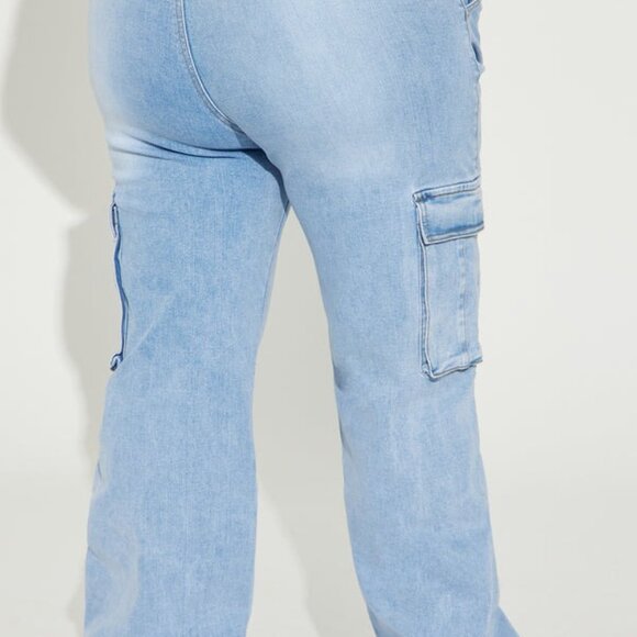 Not That Serious Stretch Cargo Jeans - Light Wash NEW - Picture 4 of 4